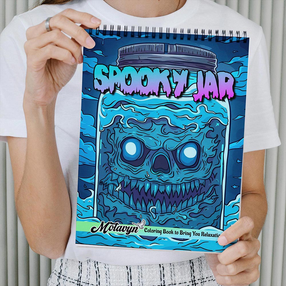 MOTAVYN Spooky Jar Coloring Book Spiral Bound for Adults