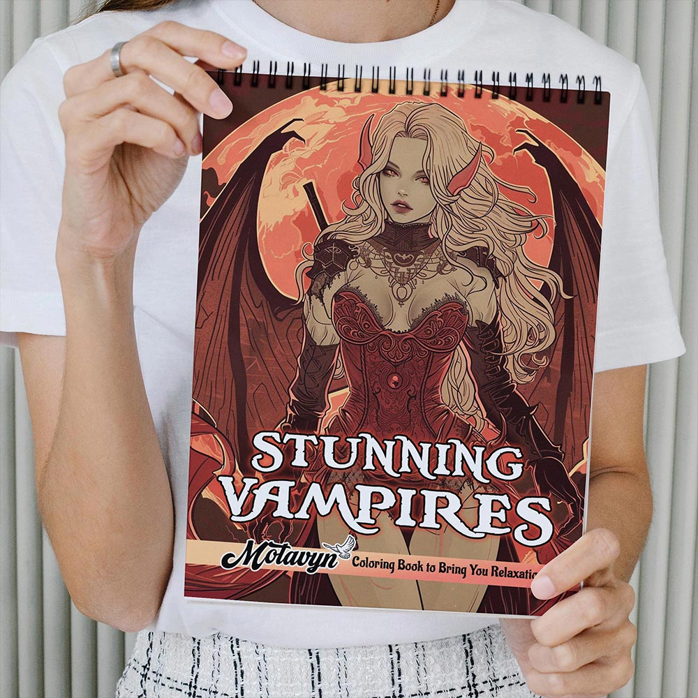 MOTAVYN Stunning Vampires Coloring Book Spiral Bound for Adults