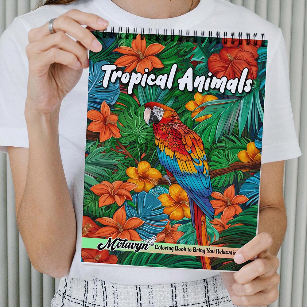 MOTAVYN Tropical Animals Coloring Book Spiral Bound for Adults