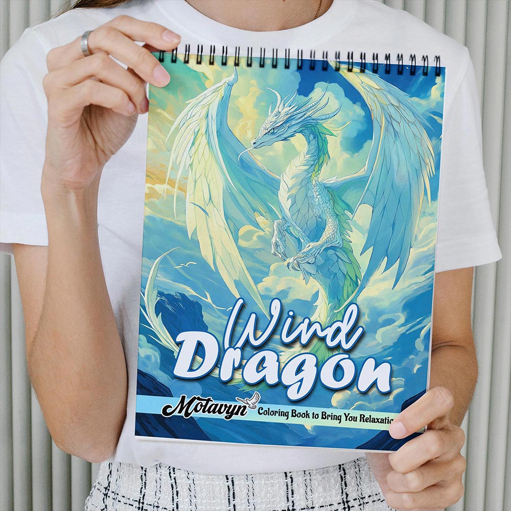 MOTAVYN Wind Dragon Coloring Book Spiral Bound for Adults