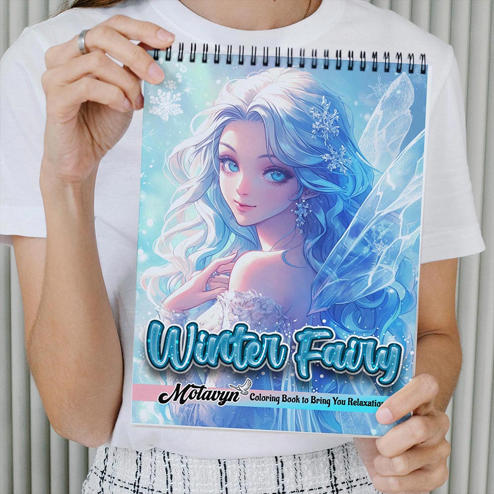 MOTAVYN Winter Fairy Coloring Book Spiral Bound for Adults