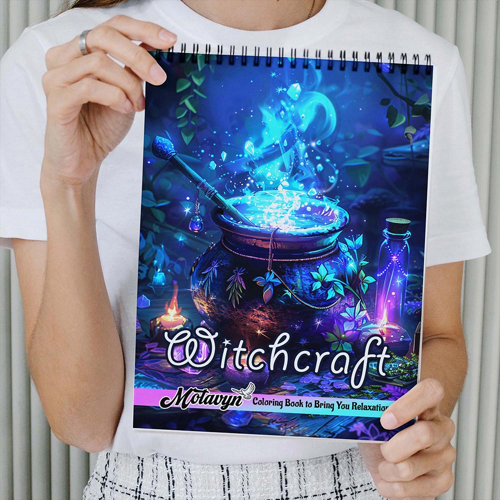 MOTAVYN Witchcraft Coloring Book Spiral Bound for Adults