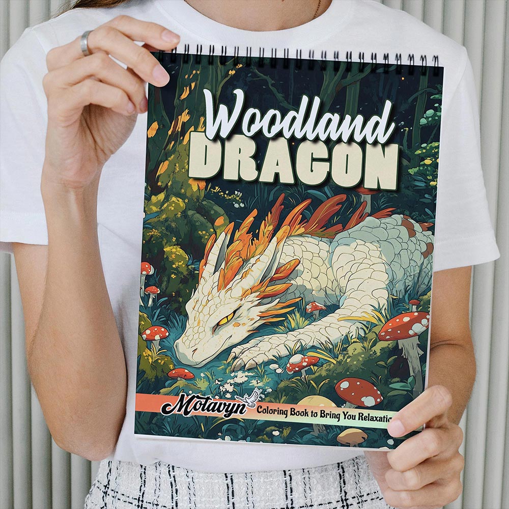 MOTAVYN Woodland Dragon Coloring Book Spiral Bound for Adults