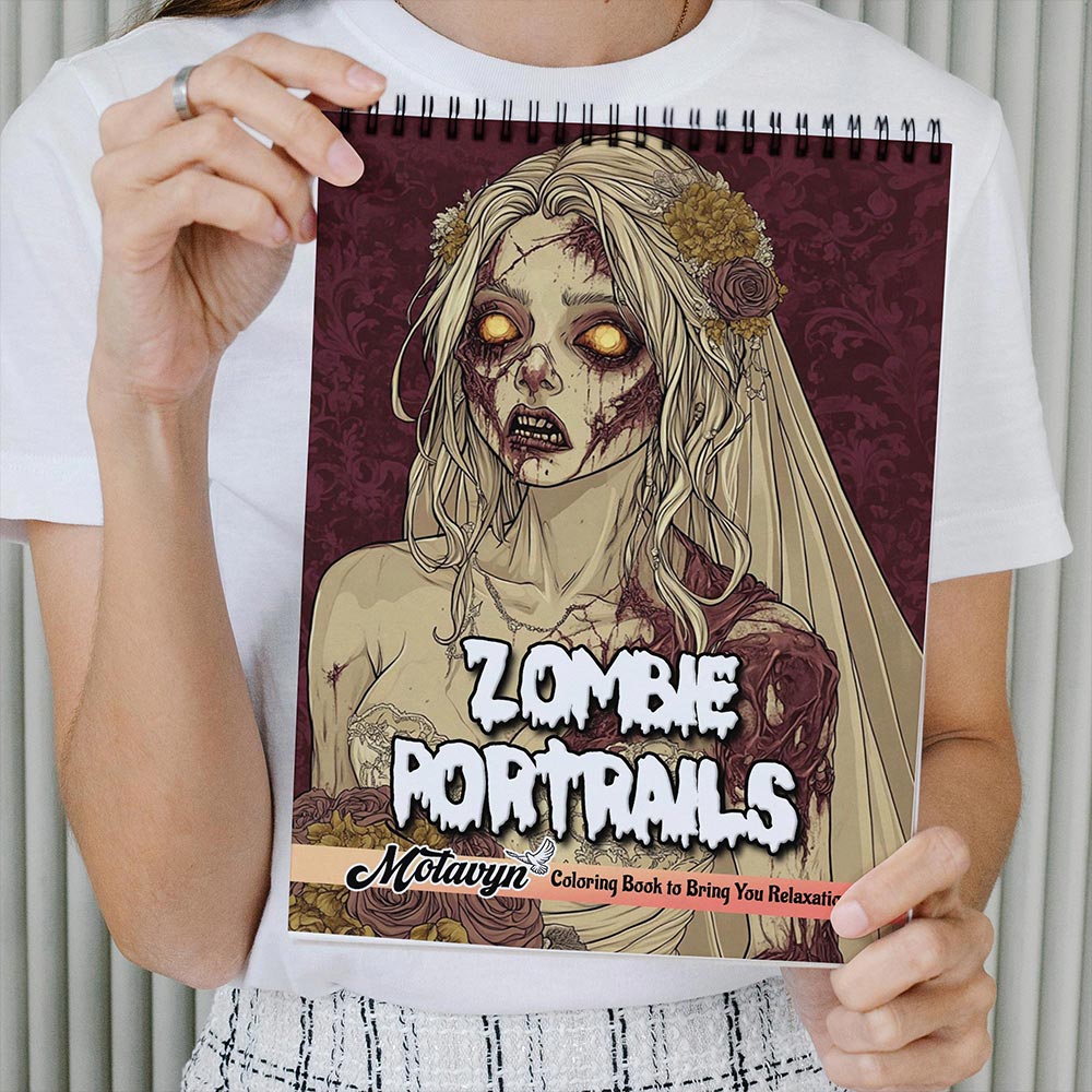 MOTAVYN Zombie Portraits Coloring Book Spiral Bound for Adults
