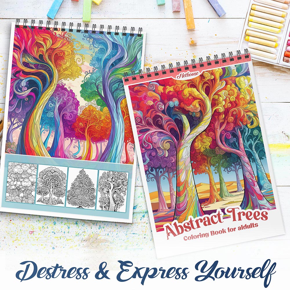 NETHOUSE Abstract Trees Spiral Coloring Book for Adults