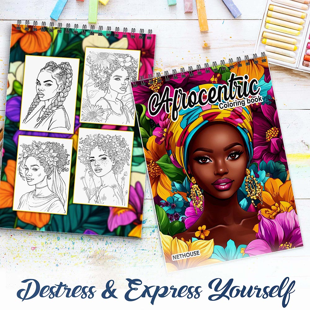 NETHOUSE Afrocentric Spiral Coloring Book for Adults