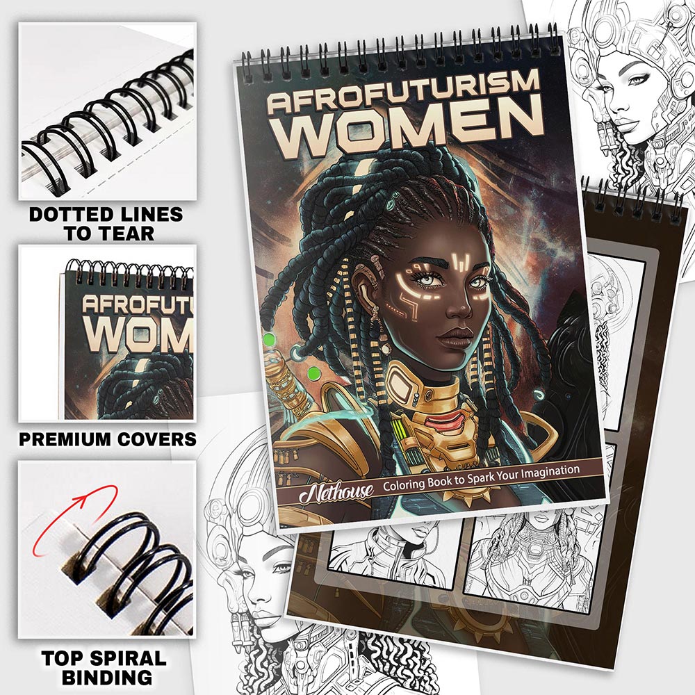 NETHOUSE Afrofuturism Women Coloring Pages For Adults