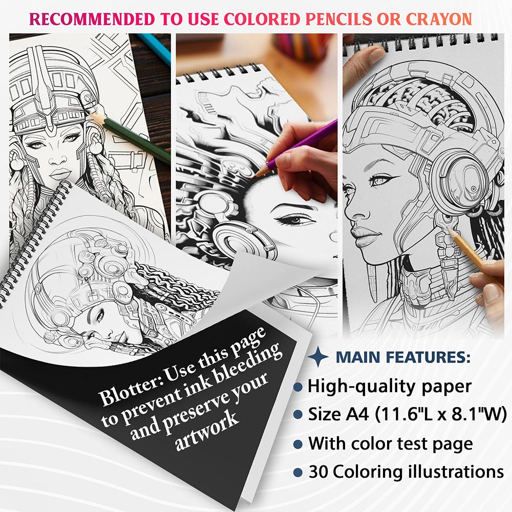 NETHOUSE Afrofuturism Women Coloring Sheets For Adults