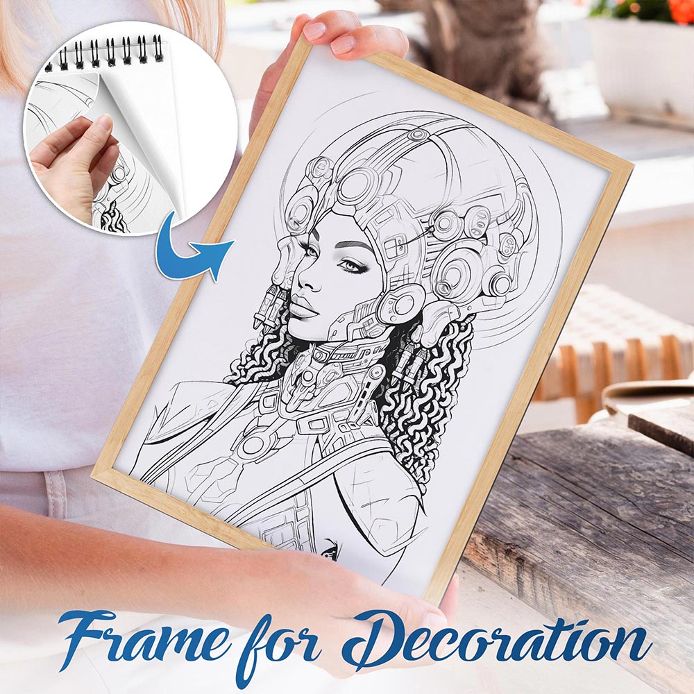 NETHOUSE Afrofuturism Women Spiral Bound Coloring Book For Adults