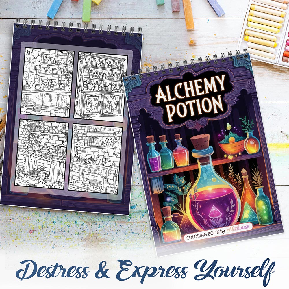 NETHOUSE Alchemy Potion Spiral Coloring Book For Adults