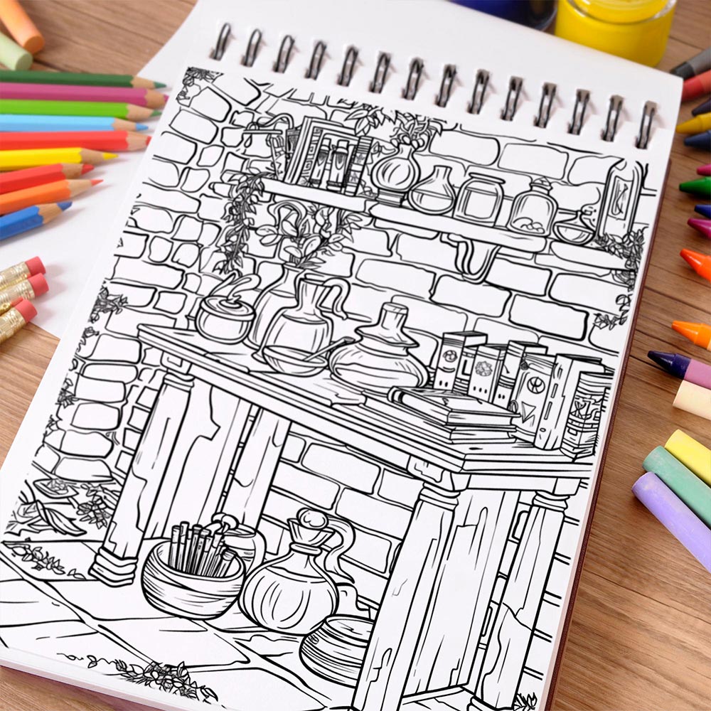 NETHOUSE Alchemy Potion Coloring Book Spiral Bound For Adults