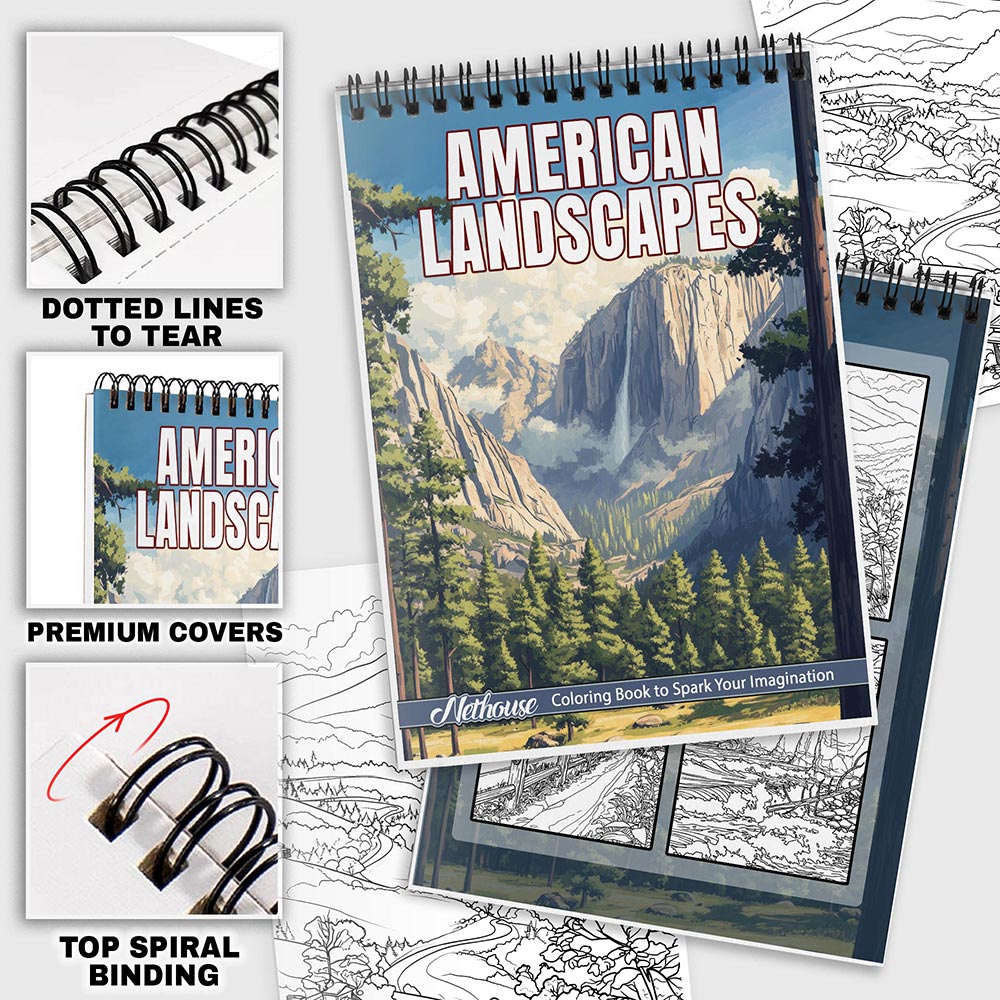 NETHOUSE American Landscapes Coloring Pages For Adults