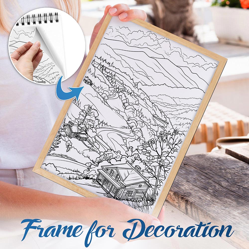 NETHOUSE American Landscapes Spiral Bound Coloring Book For Adults