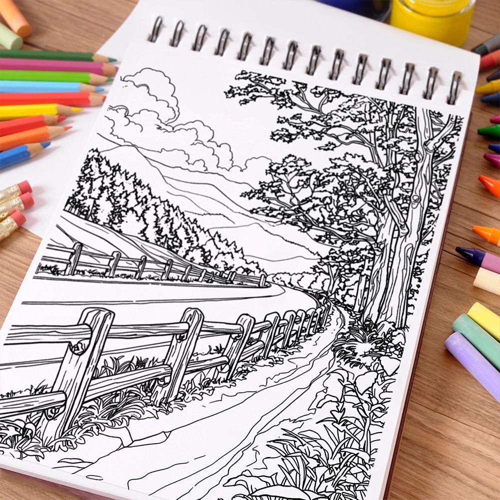 NETHOUSE American Landscapes Coloring Book Spiral Bound For Adults