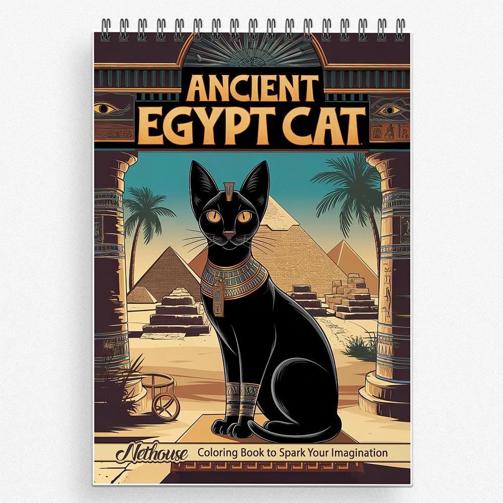 NETHOUSE Ancient Egypt Cat Coloring Book For Adults