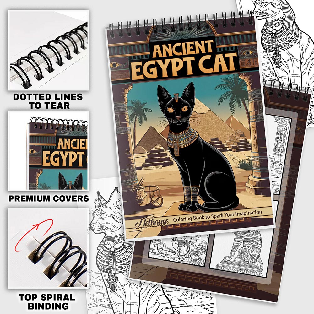 NETHOUSE Ancient Egypt Cat Coloring Pages For Adults