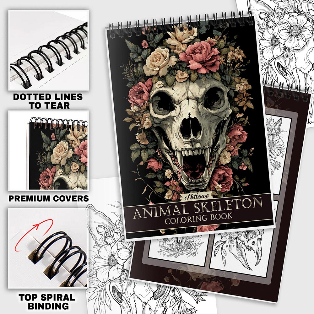 NETHOUSE Animal Skeleton Coloring Pages For Adults