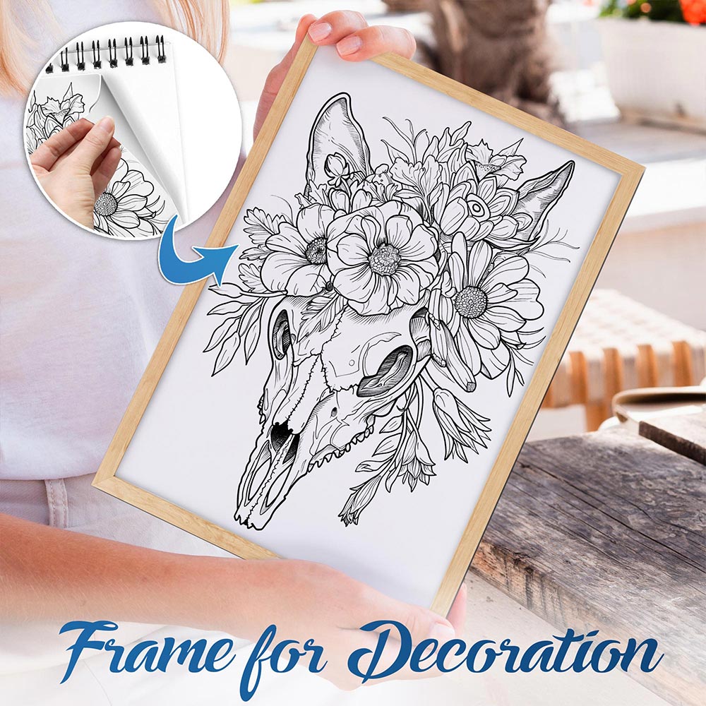 NETHOUSE Animal Skeleton Spiral Bound Coloring Book For Adults