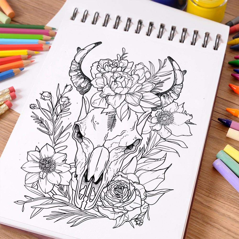 NETHOUSE Animal Skeleton Coloring Book Spiral Bound For Adults