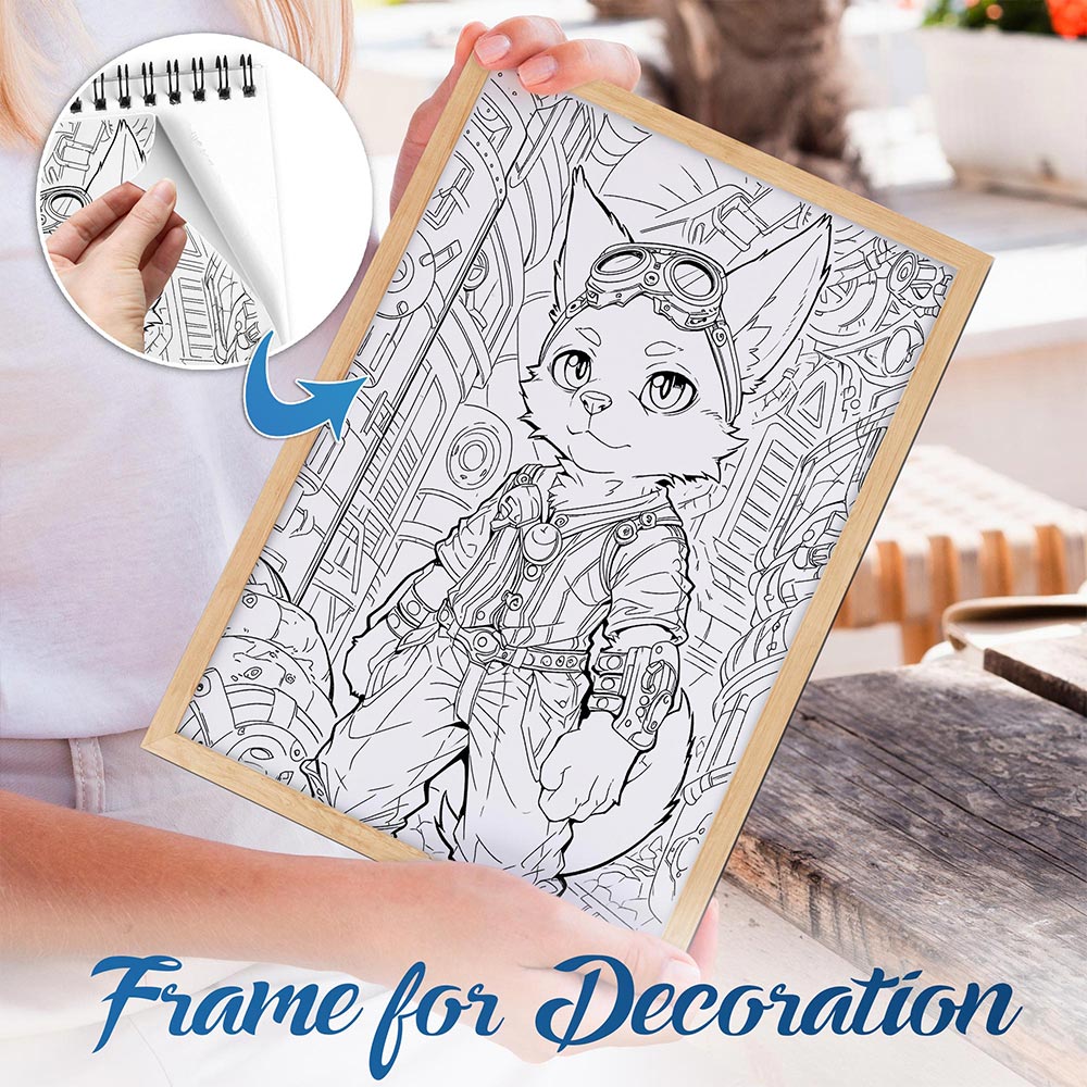 NETHOUSE Animals Steampunk Spiral Bound Coloring Book For Adults