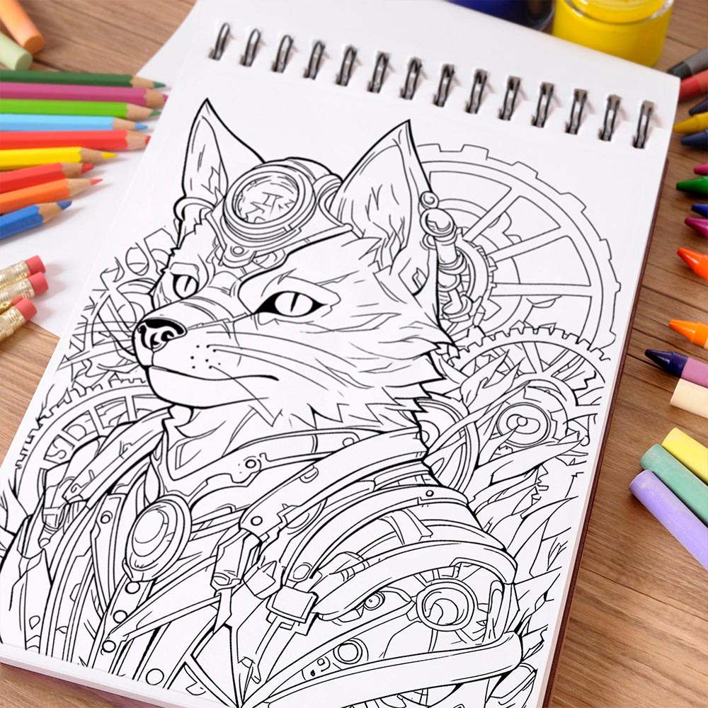 NETHOUSE Animals Steampunk Coloring Book Spiral Bound For Adults