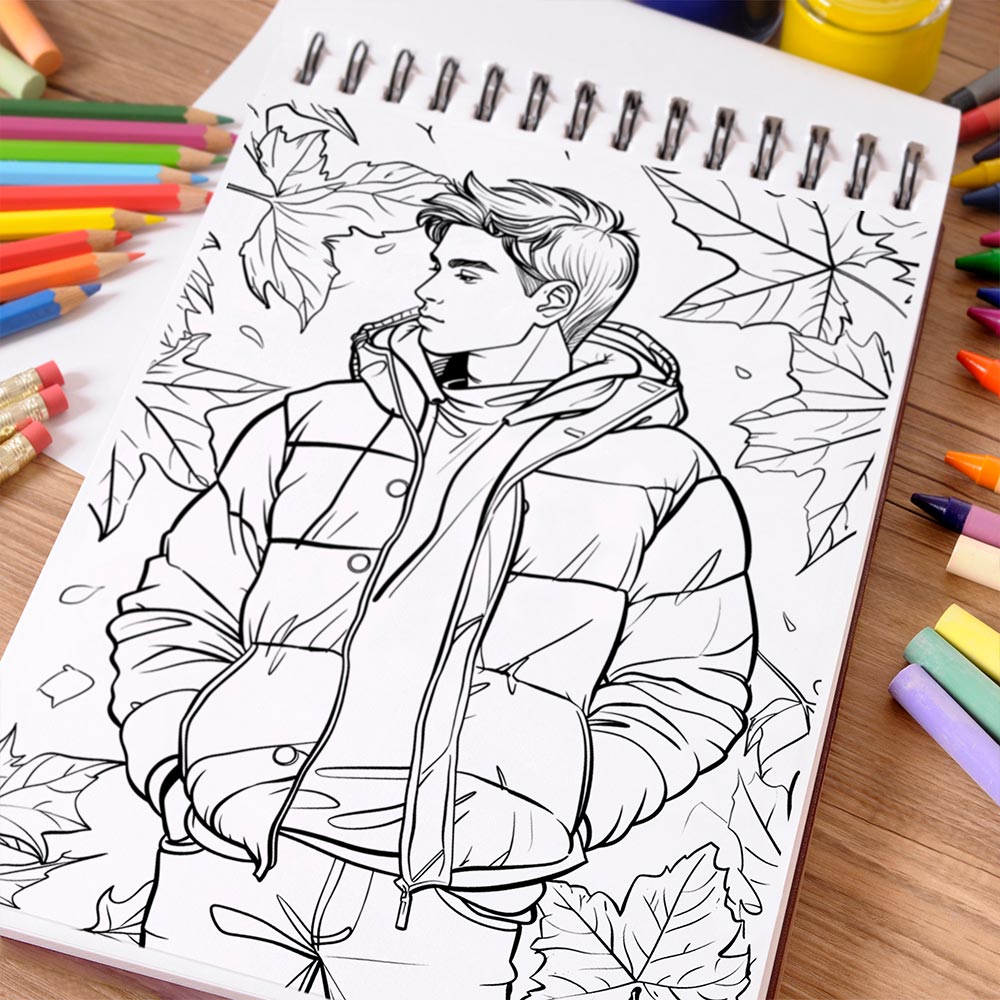 NETHOUSE Autumn Fashion Coloring Book Spiral Bound For Adults