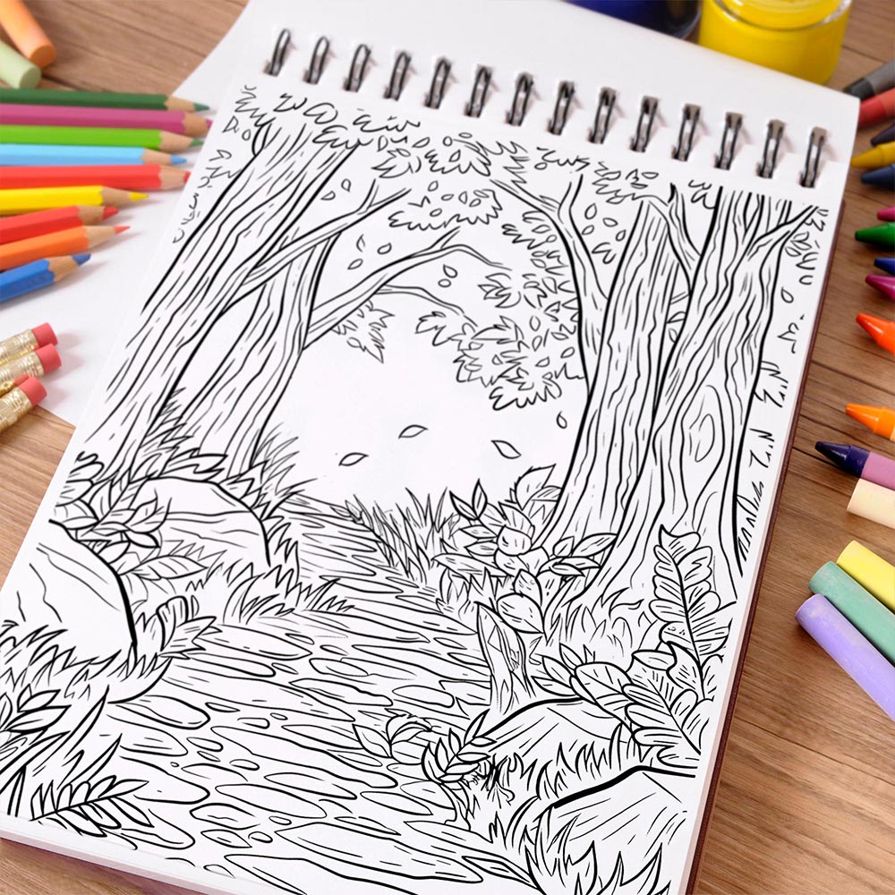 NETHOUSE Autumn Landscape Coloring Book Spiral Bound for Adults