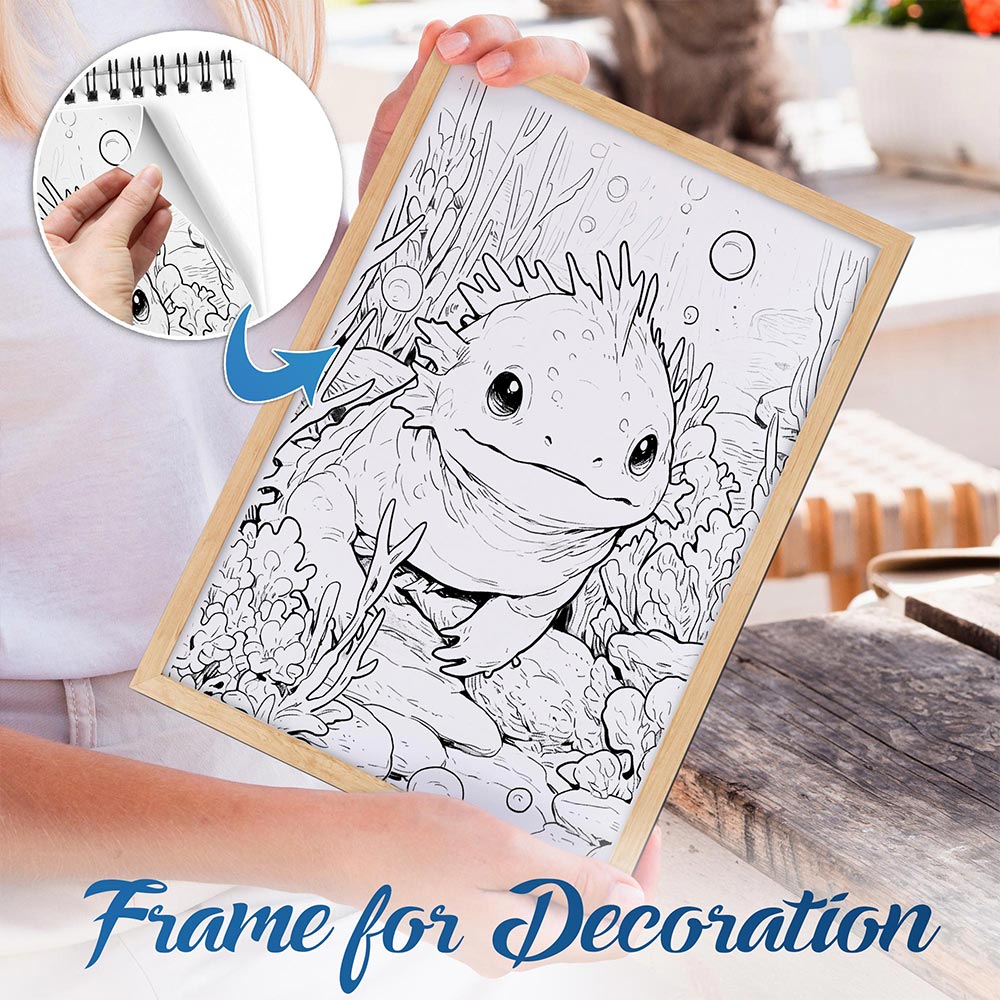 NETHOUSE Axolotl Spiral Bound Coloring Book For Adults
