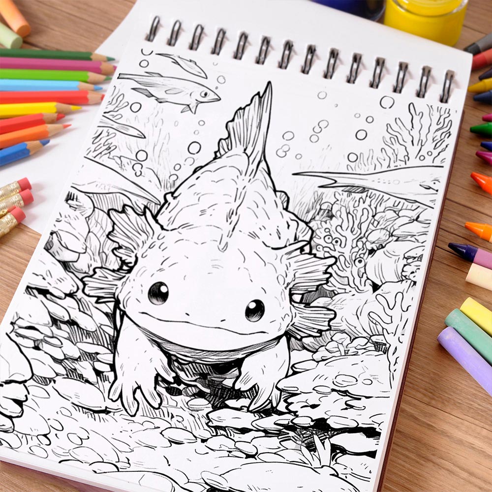 NETHOUSE Axolotl Coloring Book Spiral Bound For Adults