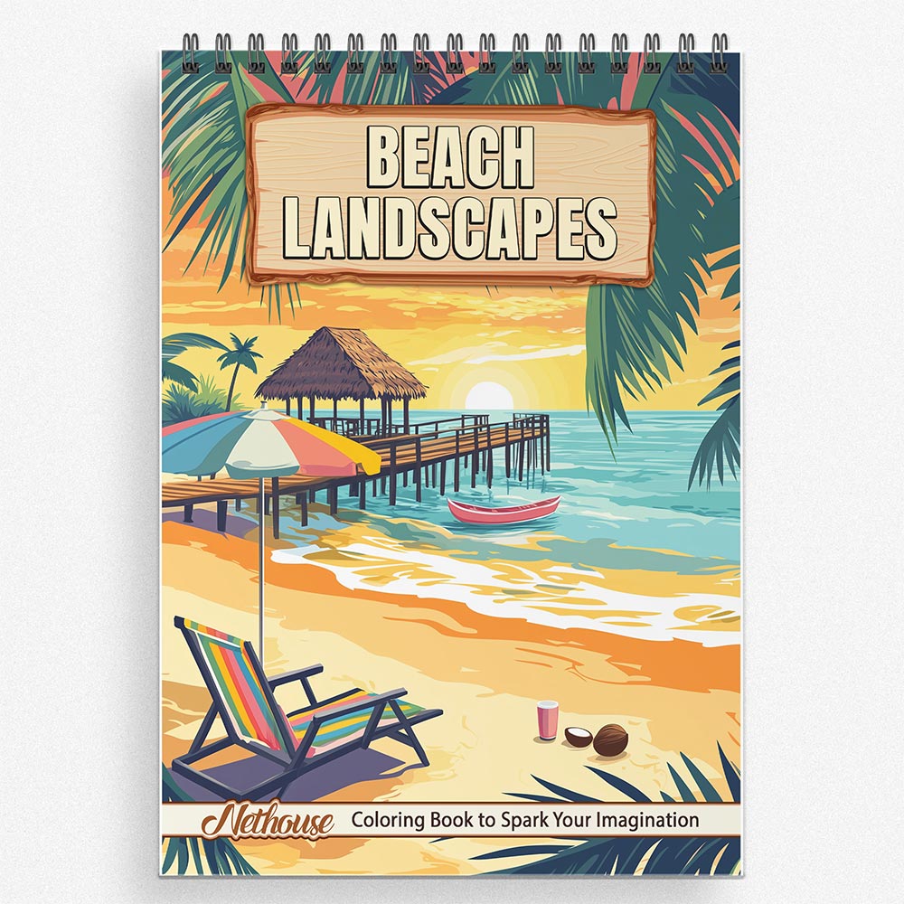 NETHOUSE Beach Landscapes Coloring Book For Adults