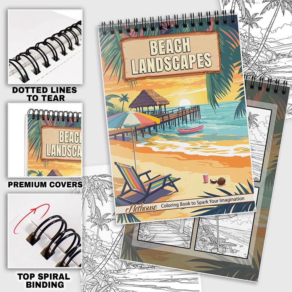 NETHOUSE Beach Landscapes Coloring Pages For Adults