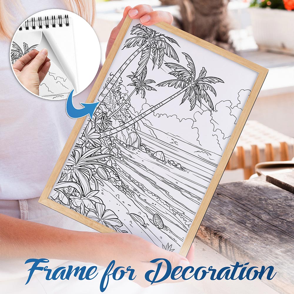 NETHOUSE Beach Landscapes Spiral Bound Coloring Book For Adults