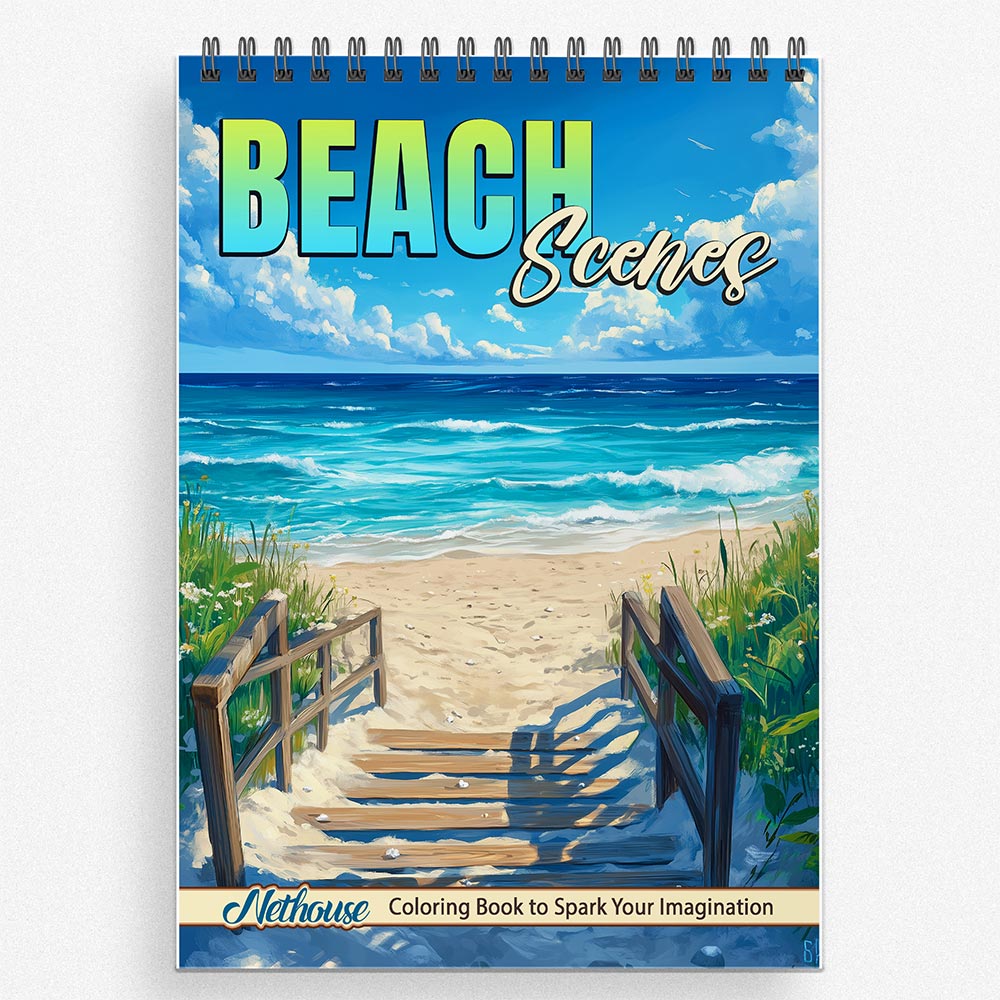 NETHOUSE Beach Scenes Coloring Book For Adults