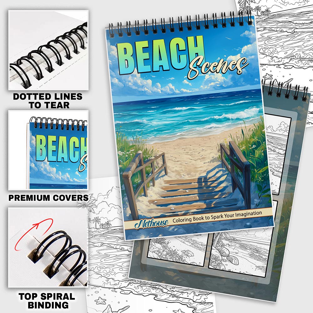 NETHOUSE Beach Scenes Coloring Pages For Adults