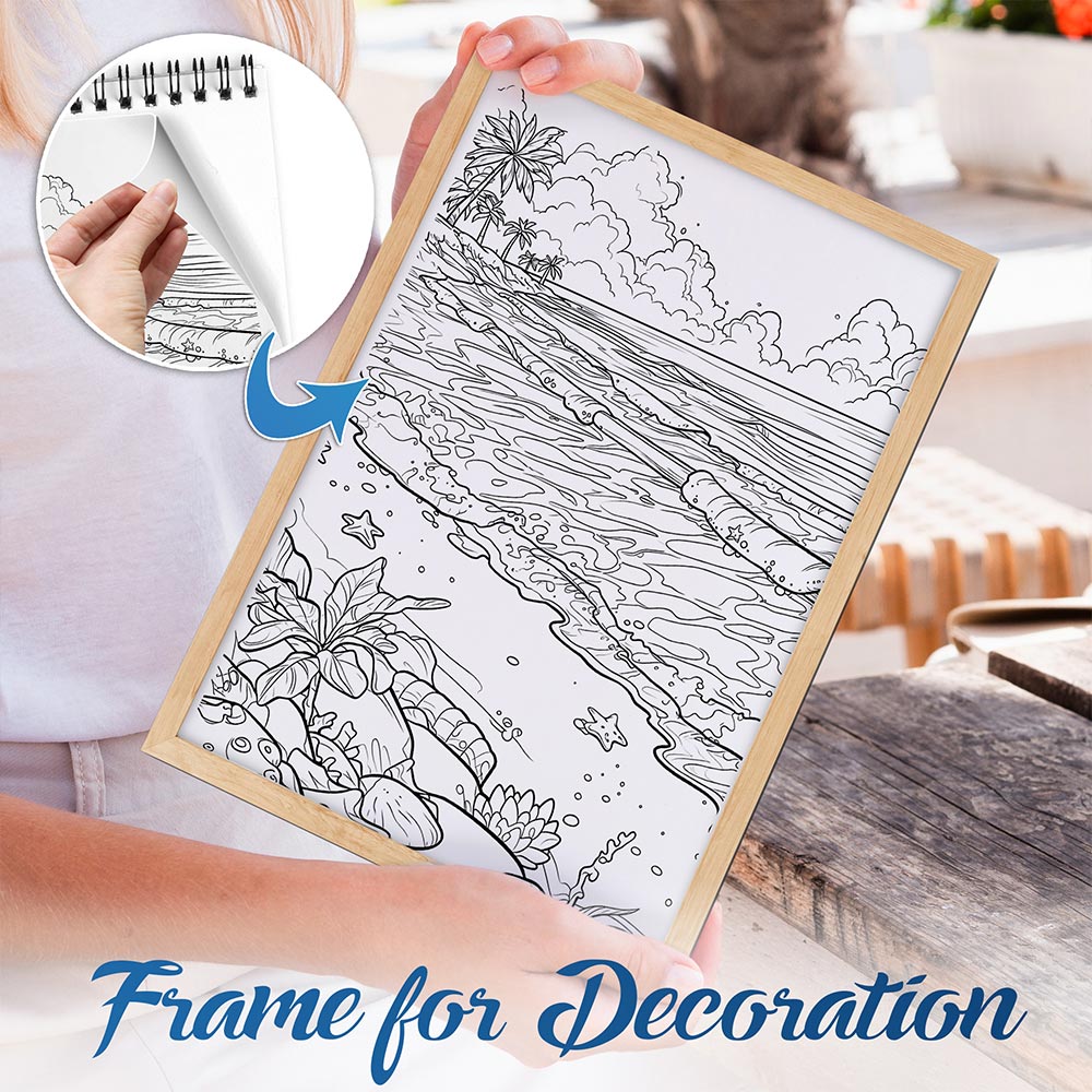 NETHOUSE Beach Scenes Spiral Bound Coloring Book For Adults