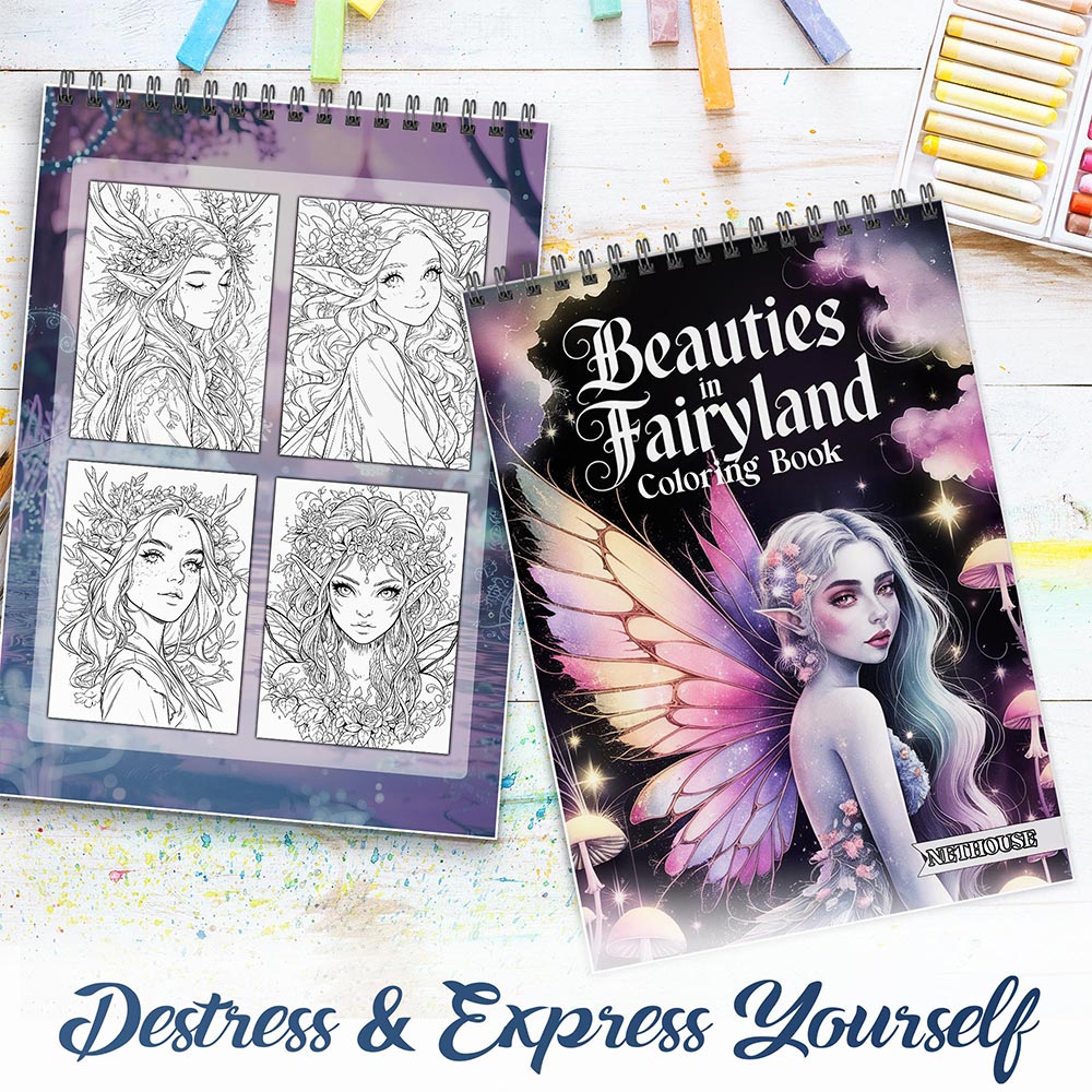 NETHOUSE Beauties in Fairyland Spiral Coloring Book for Adults