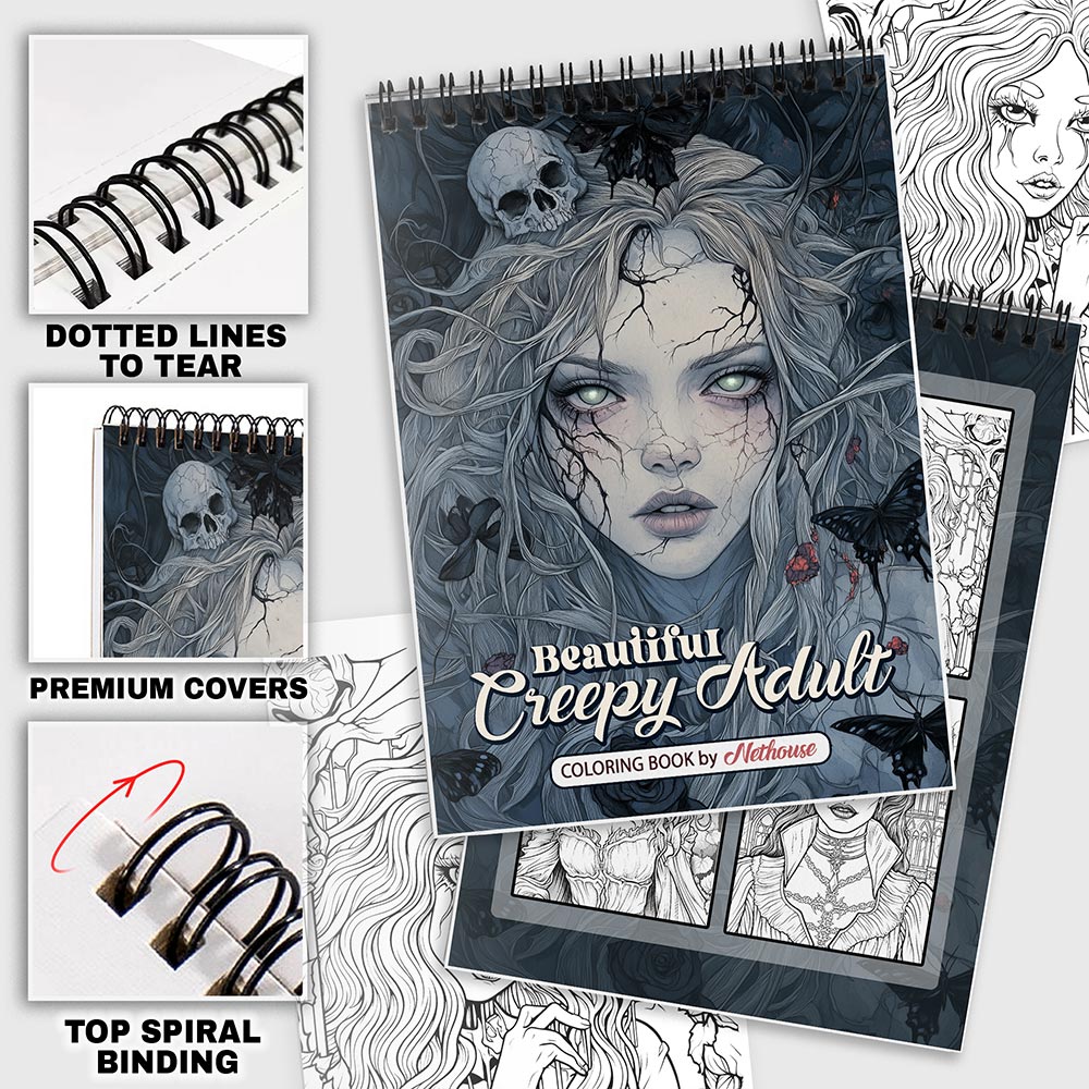 NETHOUSE Beautiful Creepy Adult Coloring Pages For Adults