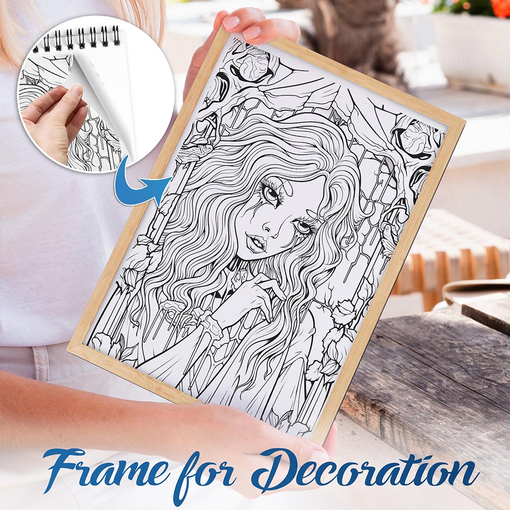 NETHOUSE Beautiful Creepy Adult Spiral Bound Coloring Book For Adults