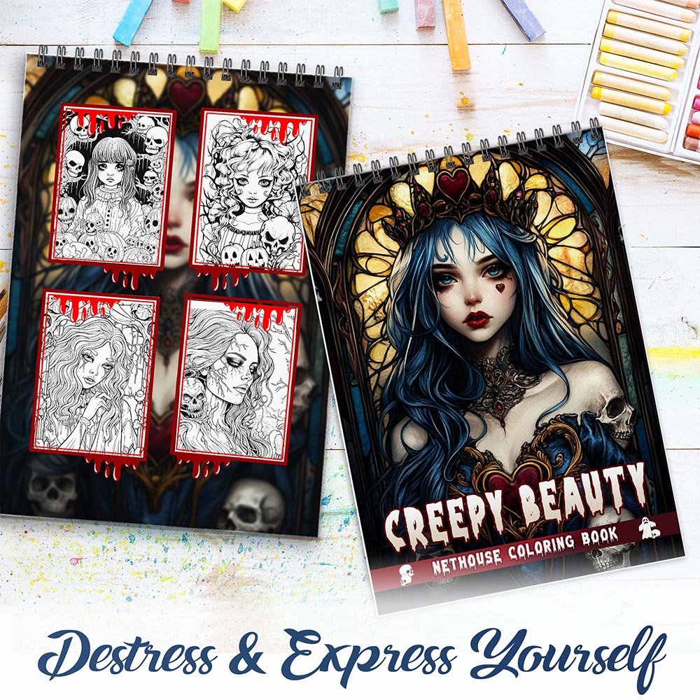 NETHOUSE Beautiful Creepy Spiral Coloring Book for Adults