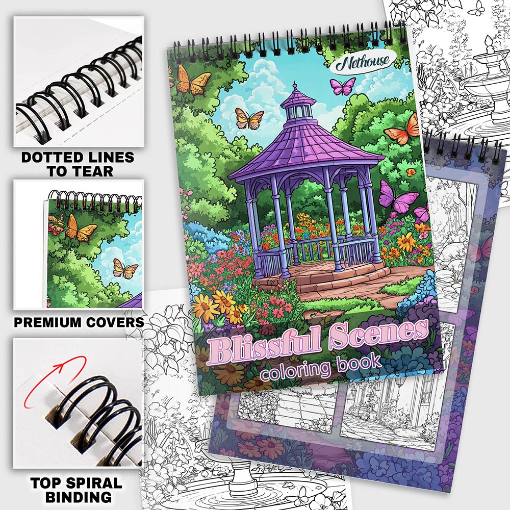 NETHOUSE Blissful Scenes Coloring Pages For Adults