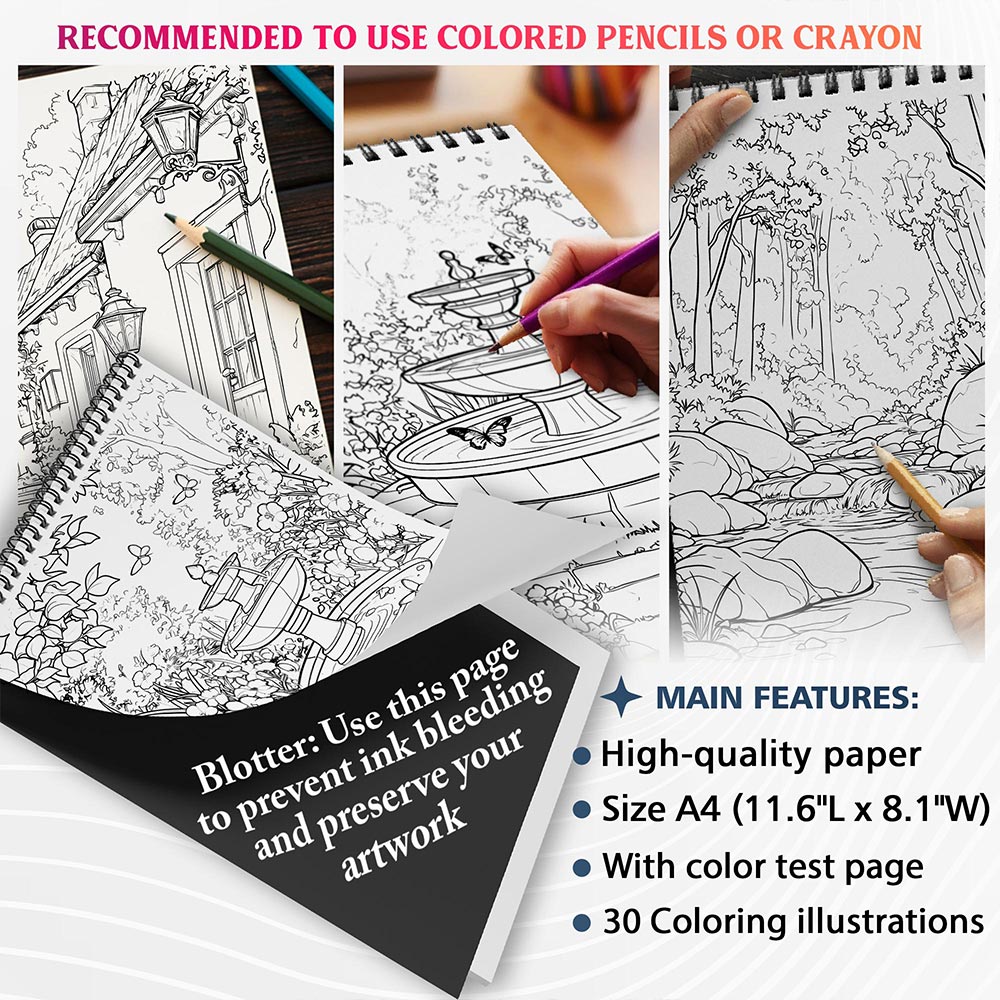 NETHOUSE Blissful Scenes Coloring Sheets For Adults