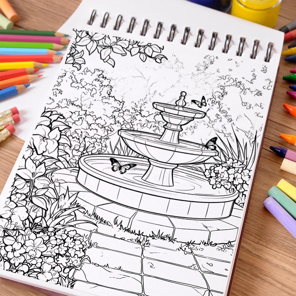 NETHOUSE Blissful Scenes Coloring Book Spiral Bound For Adults