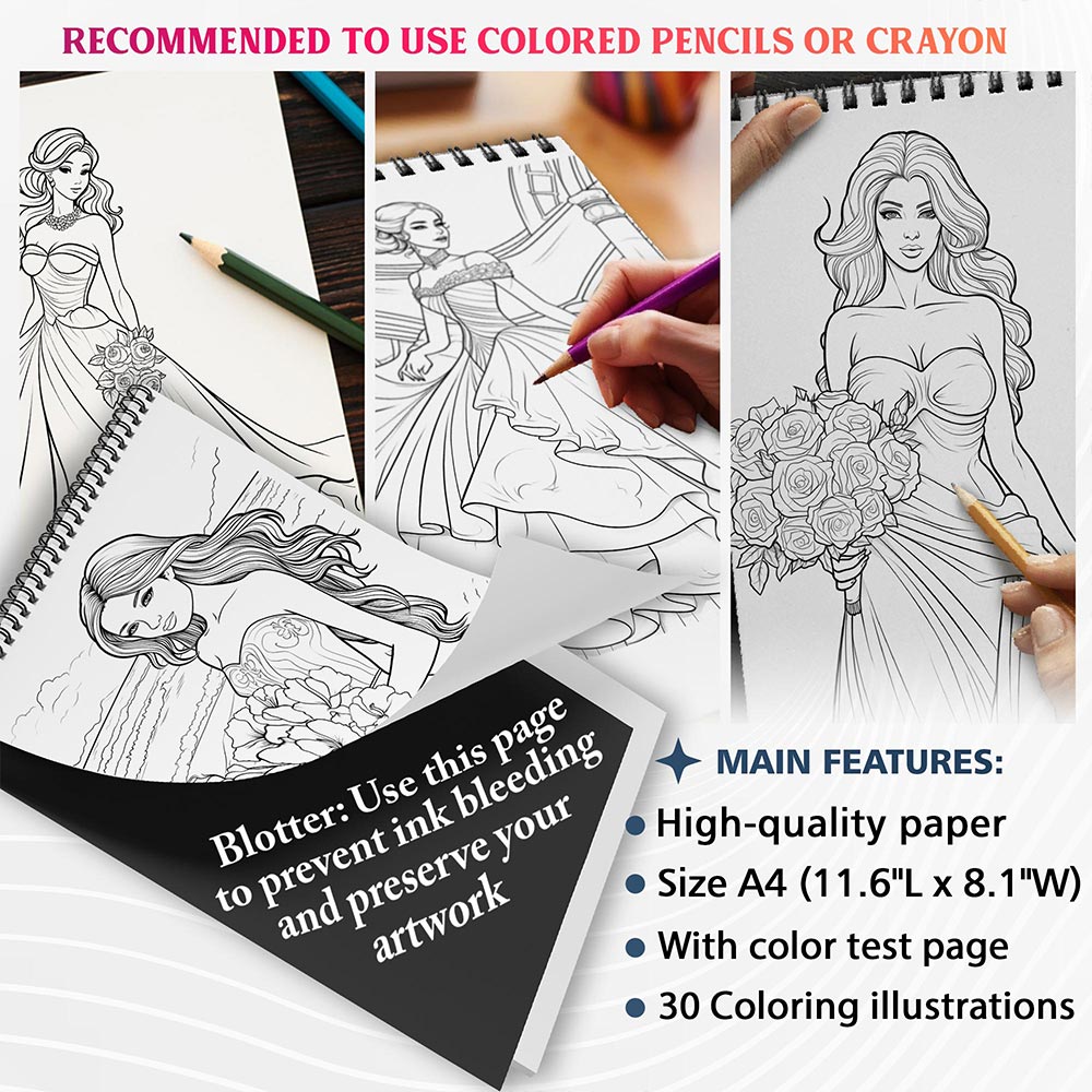 NETHOUSE Bride Coloring Sheets for Adults