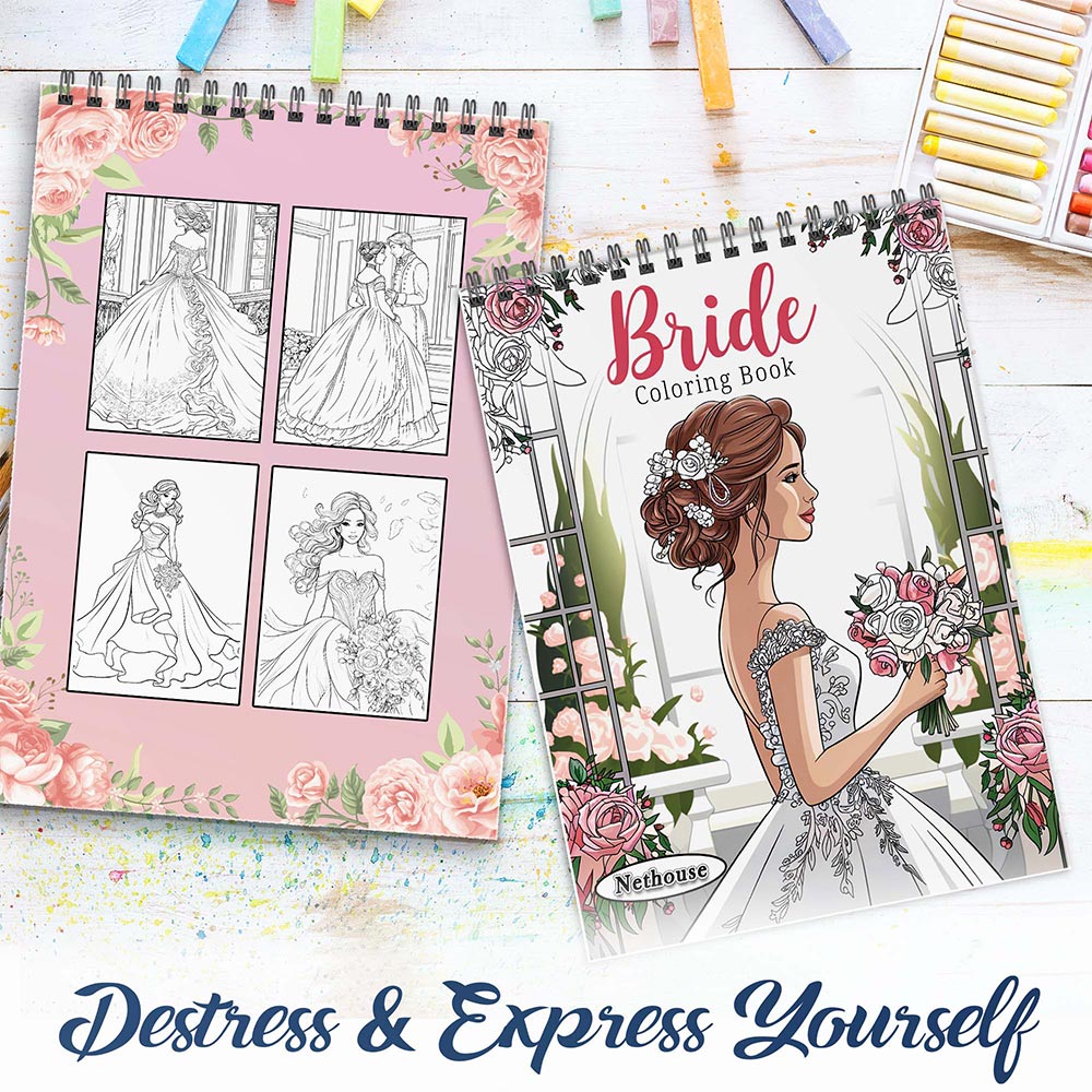 NETHOUSE Bride Spiral Coloring Book for Adults