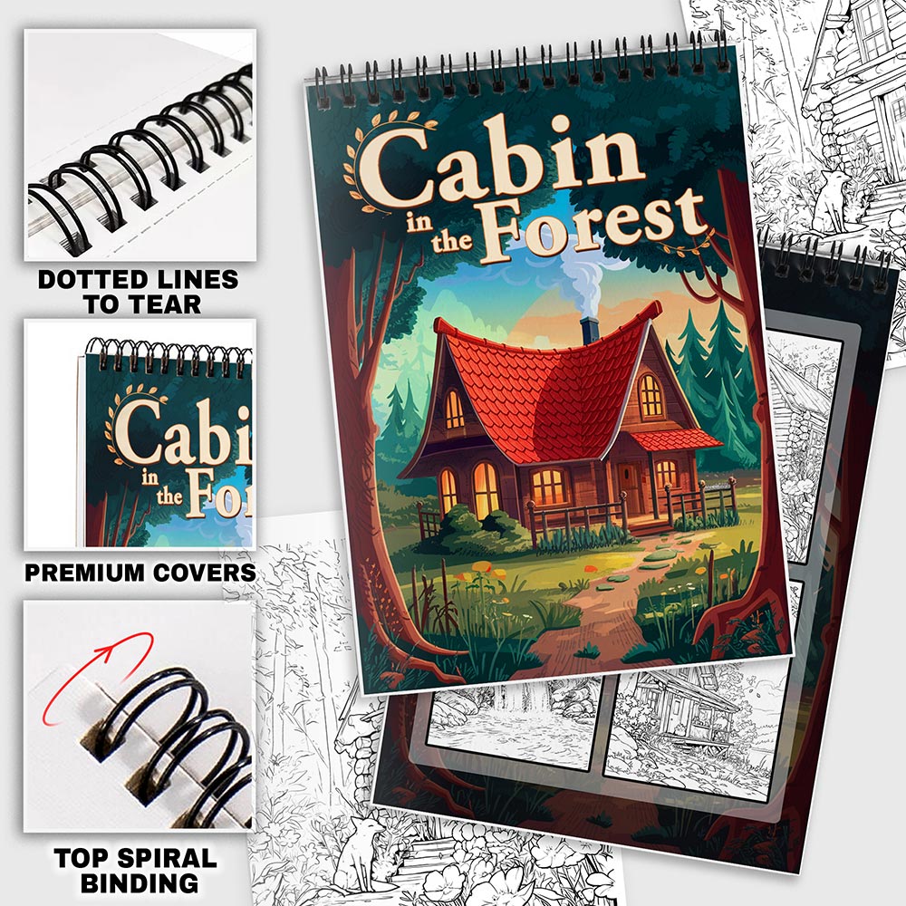 NETHOUSE Cabin in The Forest Coloring Pages For Adults