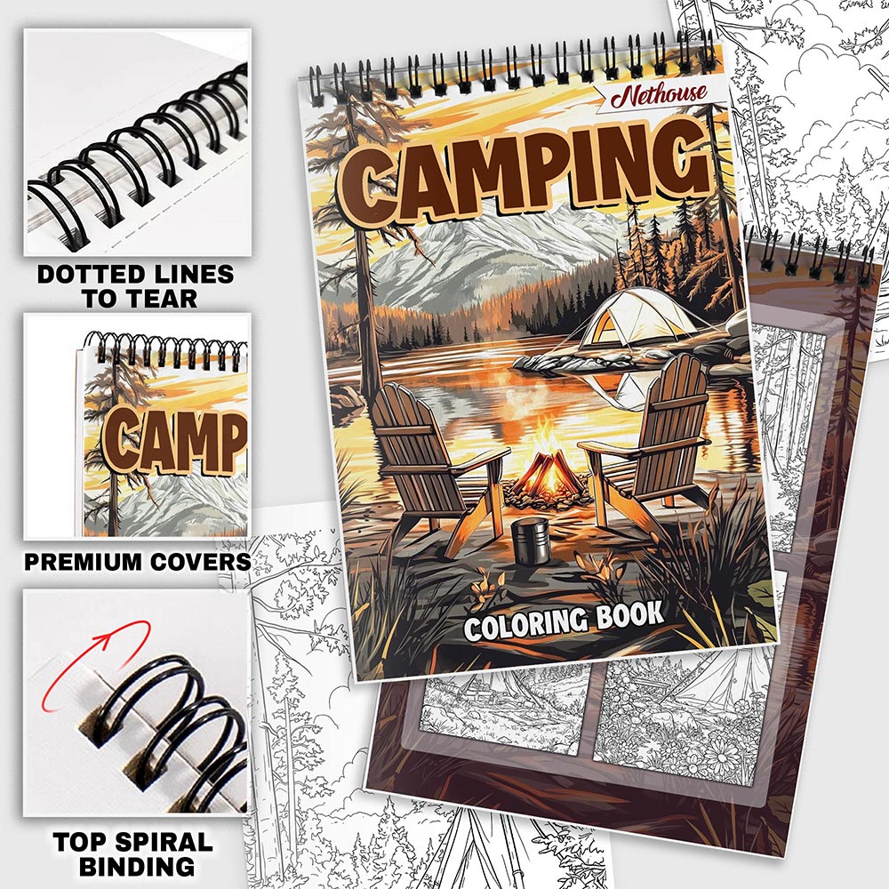NETHOUSE Camping Coloring Pages For Adults
