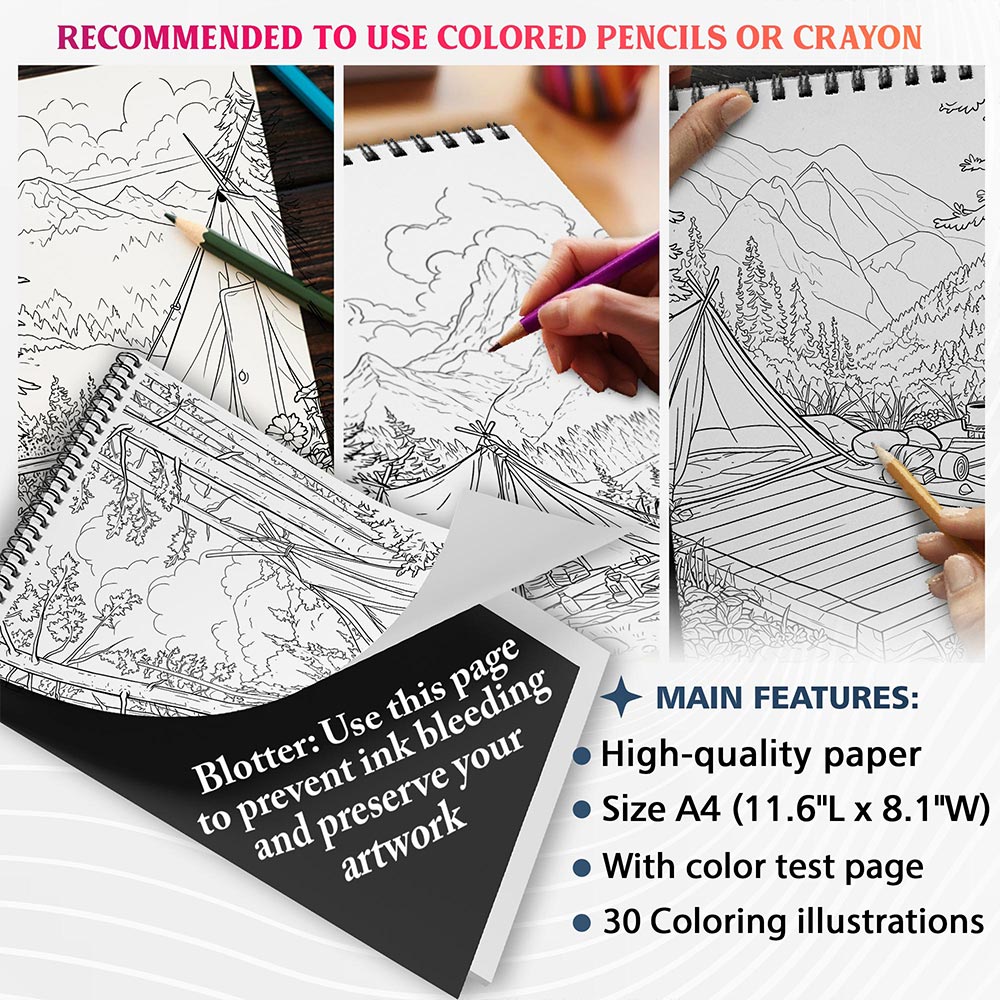NETHOUSE Camping Coloring Sheets For Adults