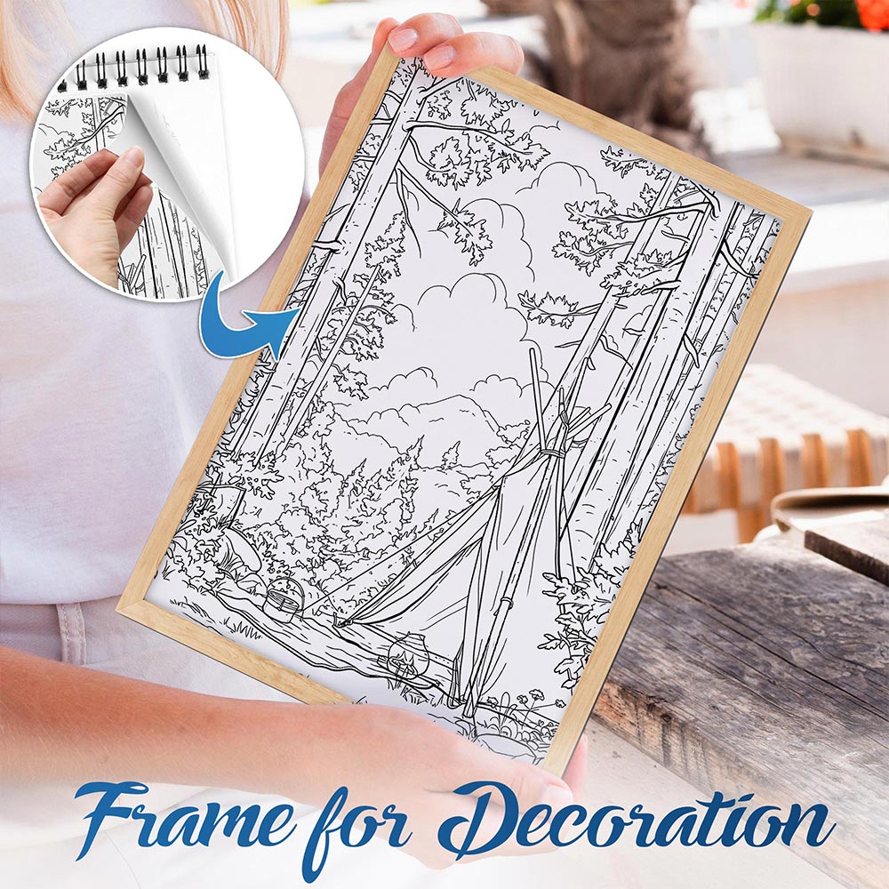 NETHOUSE Camping Spiral Bound Coloring Book For Adults