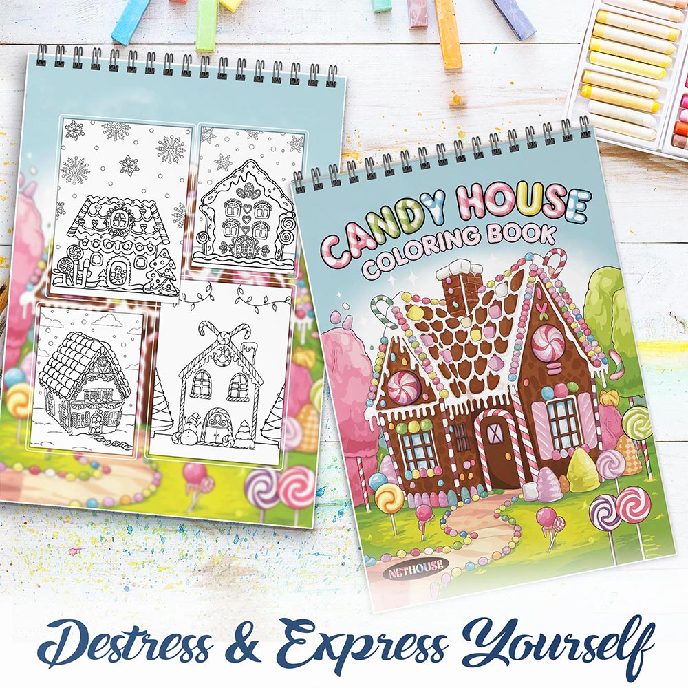 NETHOUSE Candy House Spiral Coloring Book for Adults