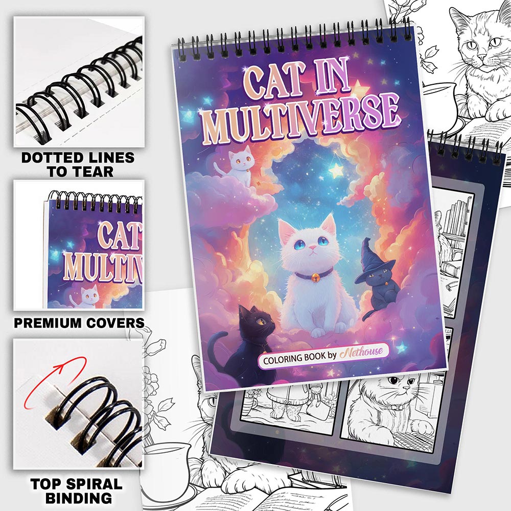 NETHOUSE Cat In Multiverse Coloring Pages For Adults
